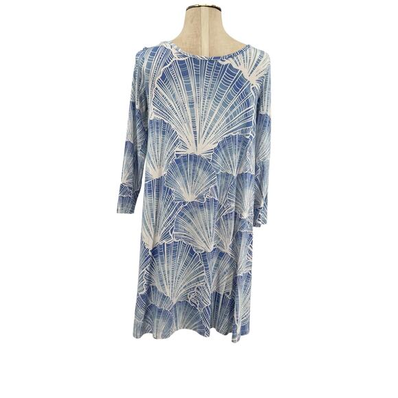 Tori Richard Honolulu Jersey Mini Dress Seashell‎ Print Blue Size Small - Picture 6 of 10